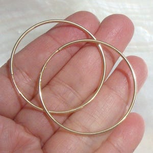 1/20 Gold 14K Gold Filled Endless Hoop, One pair, 38 mm, 1.5 Inch Hoop, 1.25 mm wire, EW-0091