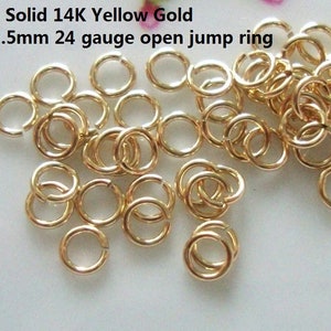 2pcs, 2.5mm, 24ga gauge 14k Solid YELLOW GOLD Click & Lock Open Ring, CC-0412