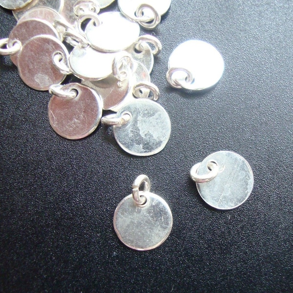 Save, Bulk 30 pcs, Pure Sterling Silver, Handmade 6mm disc with a 3mm open jump ring