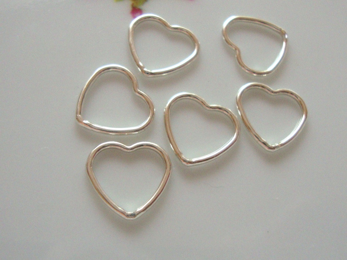 Heart Ring Connector, Solid Heart Jump Ring, Heart Frame Charm 10 SF21 