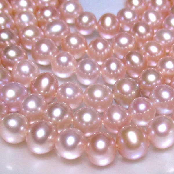 Full Strand, 15.5" Strand, 5.5-6.5mm Organic Natural Round Off Round FreshWater Pearl, Natural Mauve Pink Color, P-0056