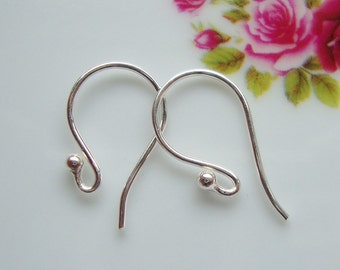 6 10 50 100 pcs, 925 Sterling Silver French Ear Wire with Ball, 16x10 mm - EW-0031