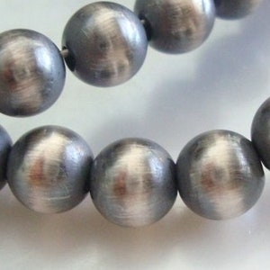 Perlas Navajo de Plata de Ley 925, 12 mm (2,5 mm de agujero), espaciadores de cuentas redondas sin costura oxidadas, CC-0211
