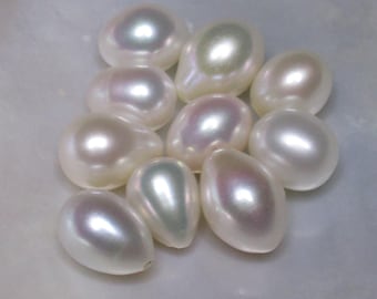 9-11x7.5-8.5 mm, 10 perlas de agua dulce, AAA, maravillosas y brillantes, preciosas perlas auténticas en forma de gota, perforadas a la mitad.