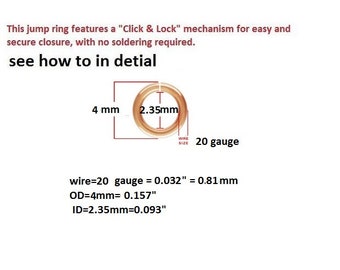 bulk 100 pcs, 4mm, 20ga gauge, 14k ROSE GOLD Filled Click and Lock Jump Rings, Open Jumprings, strong jump ring