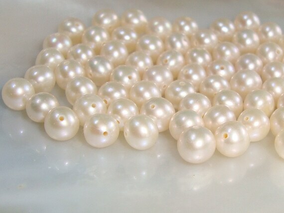 5-5.5mm Ivory Cream White Near Round Freshwater Pearls for Jewellery Making A