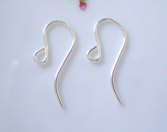 10 piezas, 20mm 21ga gauge 925 Sterling Silver French Ear wire, Artsy, Simple, EW-0109