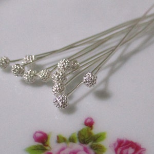 Bulk 20 pcs, 25 gauge, 65mm, 2.5 inch, 925 Sterling silver Cluster Ball Head pin, Bali Cluster Beads Headpins, G2