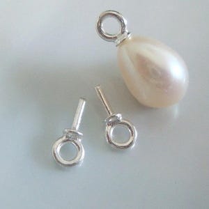 6 pcs, 7x2mm, 925 Sterling Silver Cup and Peg Drop, For Half drilled pearls and beads