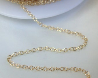 3-10 ft, 1.4mm 14K Gold Filled Cable Chain, made in USA, C3