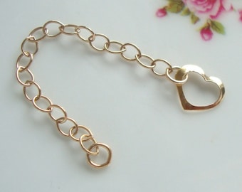 14K Gold Filled 2" Cable Chain Extender with Floating Heart, CC-0179