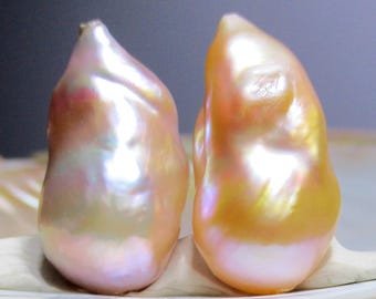 AAAAA Metallic Mauve Pink Freshwater Pearl, Outrageous Flameball Fireball Pearl, Nucleated Bead Baroque Pearls, Top Drilled, P-0350-10