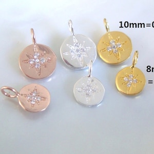Bulk 10pcs, North Star, Polaris Charm, Celestial Charm, Constellation Charm, 925 Sterling Silver, Rose Gold, 14k Gold, PC-0348