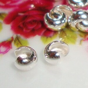 50 pcs, 3mm, 925 Sterling Silver 3mm Crimp Bead Covers, CC-0105