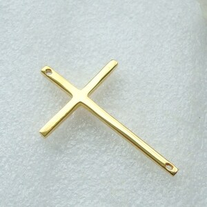 Handmade Skinny Sideways Cross Connector, 8% off 10 pcs, 28x17mmx1.5mm, upgraded, 18k Gold Plated Sterling Silver, Our Best Seller