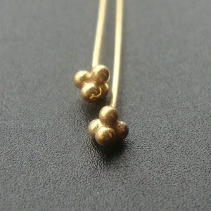 Bulk 24 pcs, 24ga gauge, 50mm, 2 Inches, Handmade Gold Vermeil Sterling Silver 4 balls headpin
