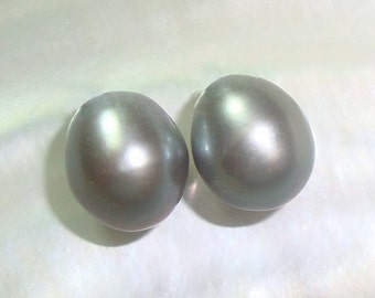 10-11x8.0-9mm, 4 pcs, Fresh Water Pearl Drop Pearl, Freshwater Half Drilled Pearl, Grey Gray Pearl, P-0133