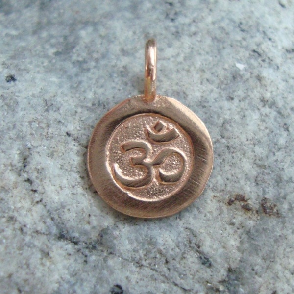 2 pcs, Handmade Rose Gold over Sterling Silver Ohm Symbol Pendant Charm, Yoga Charm,15x10mm - PC-0031