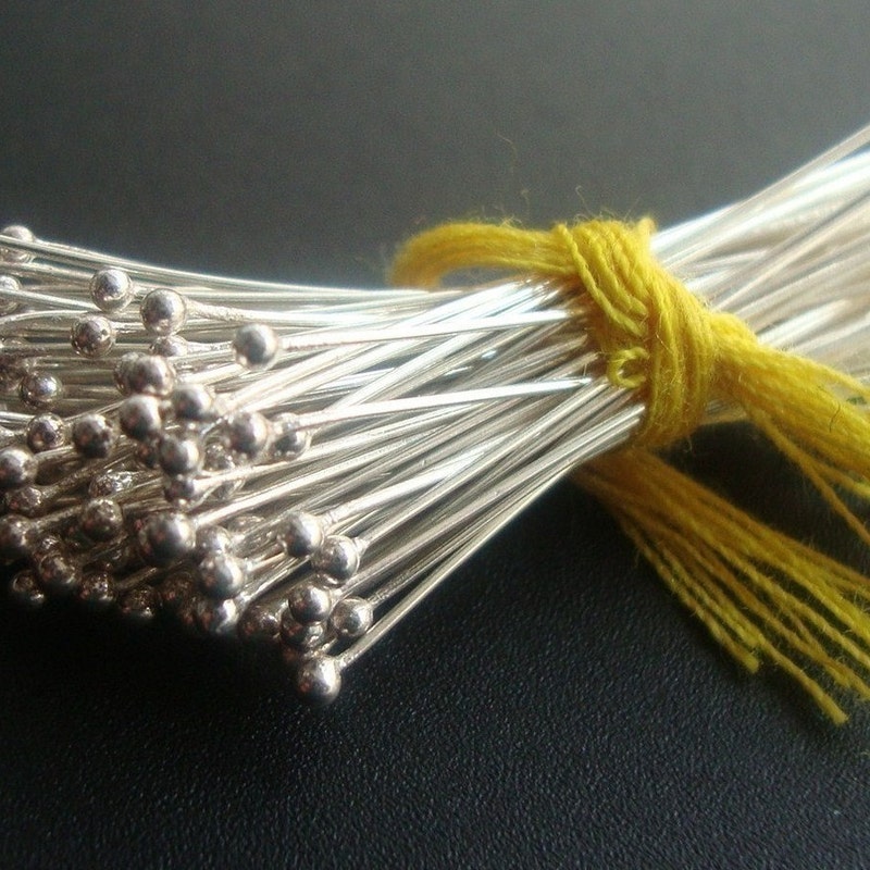 10 X Sterling Silver 925 Headpins – 24 Gauge (Medium) – 3 Inch Length – For Earrings & Pendants