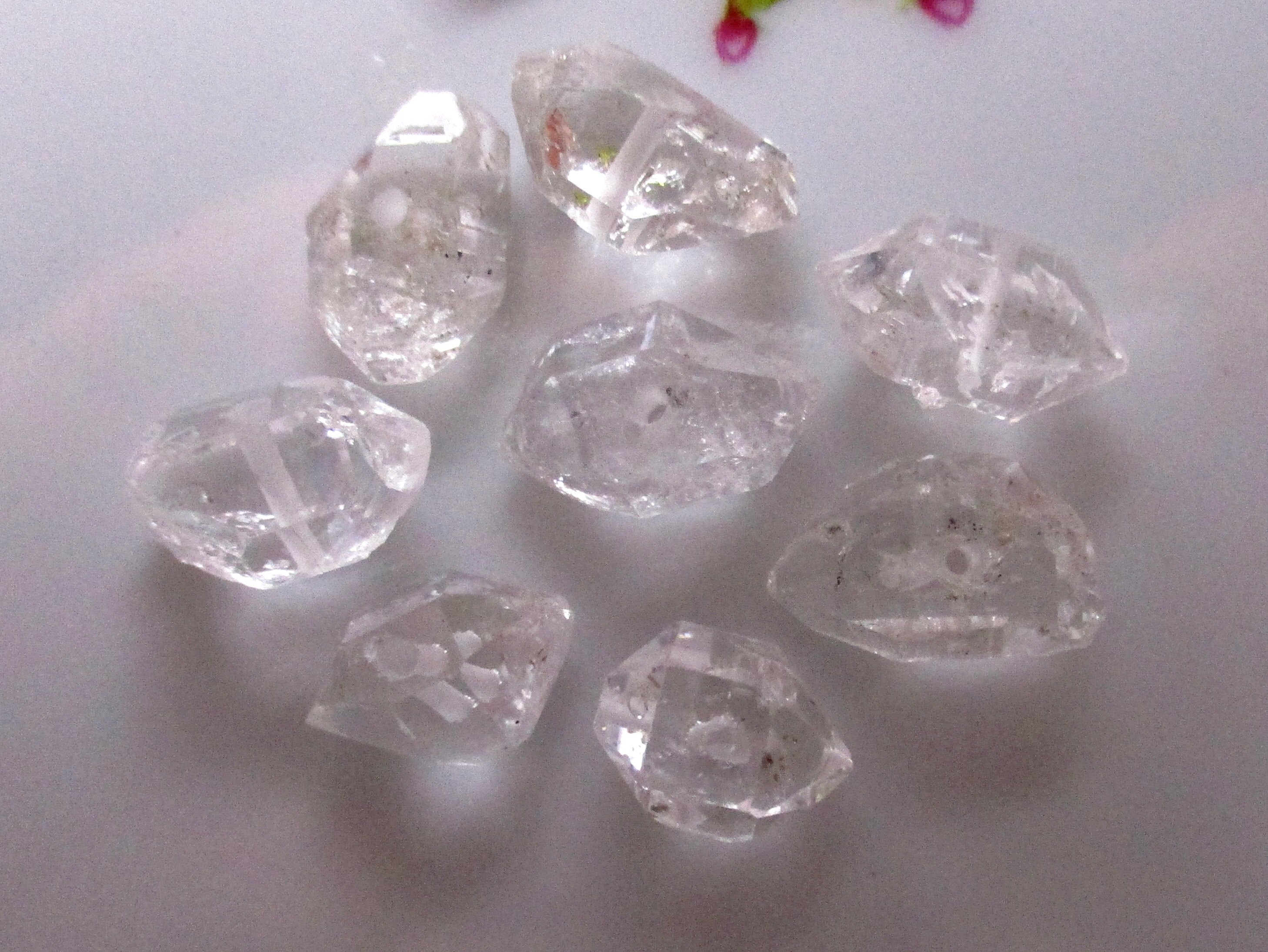 100g Natürliche Weiße Herkimer Diamant Kristall Quarz Punkt Probe Stein 7-9mm de 