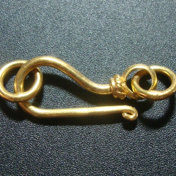 2 pcs, 24x8mm, Handmade 24k Vermeil over Sterling Silver Simple Hook Clasp with rings, CC-0103