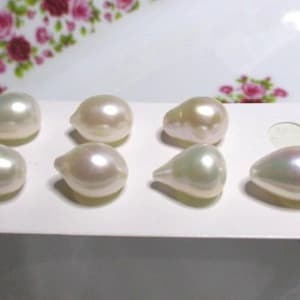 7 pearls, 12-15x9-10mm, AAA Lustrous Gorgeous Genuine Full Drilled Fresh Water Pearls, Elongated Pearl, Bridal, June Birthday, P-0248-7