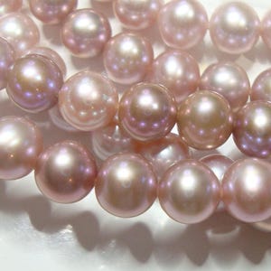 12 pearls, Round Freshwater Pearl, True color, Metallic luster Mauve Pink Fresh Water Pearl, MP78 image 3