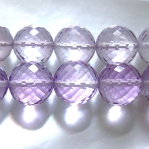 6 beads, 7-8mm AAA Pink Amethyst Natural Gemstone Micro Faceted Round Beads, A Tint of Lavender