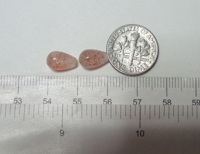 1 pair, 6x10mm, AA Sunstone Small Smooth Teardrop Briolette, Half Drilled, Top Drilled, Designer Pieces, GS-0266 image 3