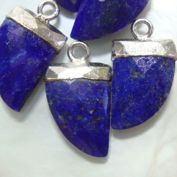 Lapis Lazuli Horn Pendant, Small Horn Pendant, Silver Electroplated Horn Pendant, CP-0015