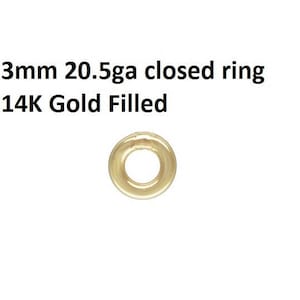 20 pcs, 3mm, 20.5ga gauge, 14k GOLD Filled CLOSED Jump Rings