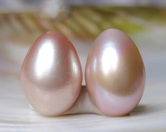 10-12x9-10 mm, Beautiful Organic Real pearl, Mauve Pink Half Drilled Freshwater Drop Pearl briolette, Natural color, P-0306