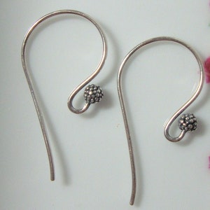 5 pairs, Bali Artisans Sterling Silver Oxidized Fancy French Earwire with cluster beads, EW-0010