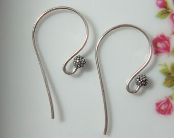 5 pairs, Bali Artisans Sterling Silver Oxidized Fancy French Earwire with cluster beads, EW-0010