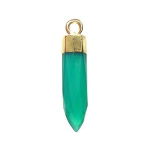 1 pc, 23-25mm, Green Onyx spike Pendant, Gold Electroplated, Gold dipped Pendant charm, GS-0209