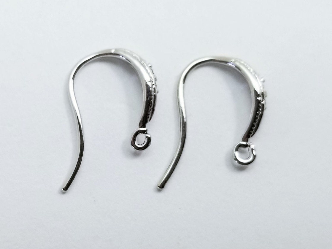 2pcs, 15x11mm, Silver French Ear Wire With Crystal CZ, EW-0105 - Etsy