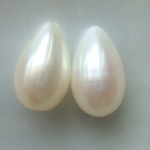 1 pair, 12-14x8.5-9.5mm, AAA Lustrous Gorgeous Genuine Full Drilled Fresh Water Pearls, Elongated Pearl, Bridal, June Birthday, P-0248