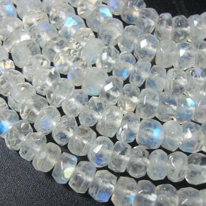 AA Rainbow Blue MOONSTONE Rondelles Mini 2 Strand, 4-4.5 mm image 2