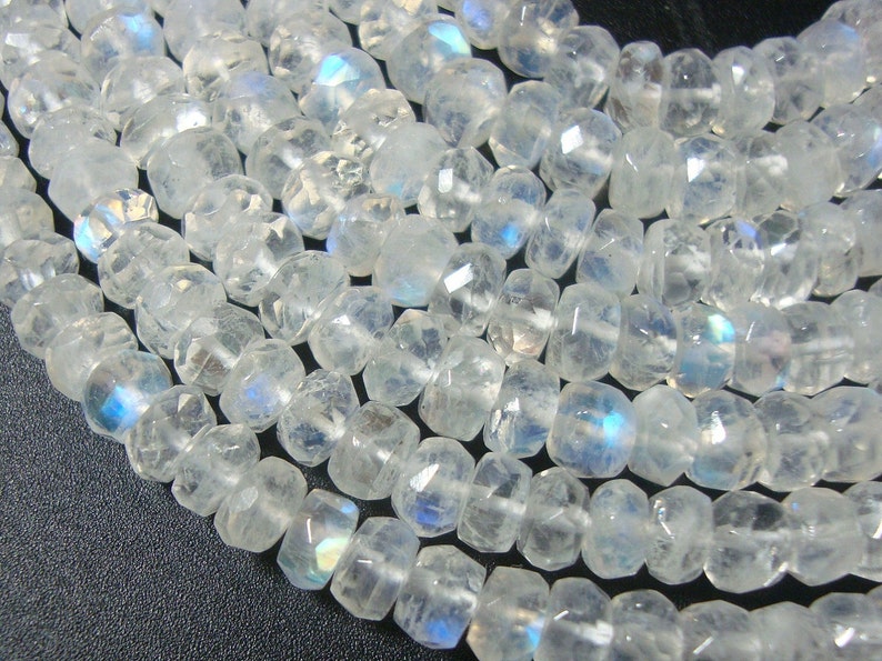 AA Rainbow Blue MOONSTONE Rondelles Mini 2 Strand, 4-4.5 mm image 2