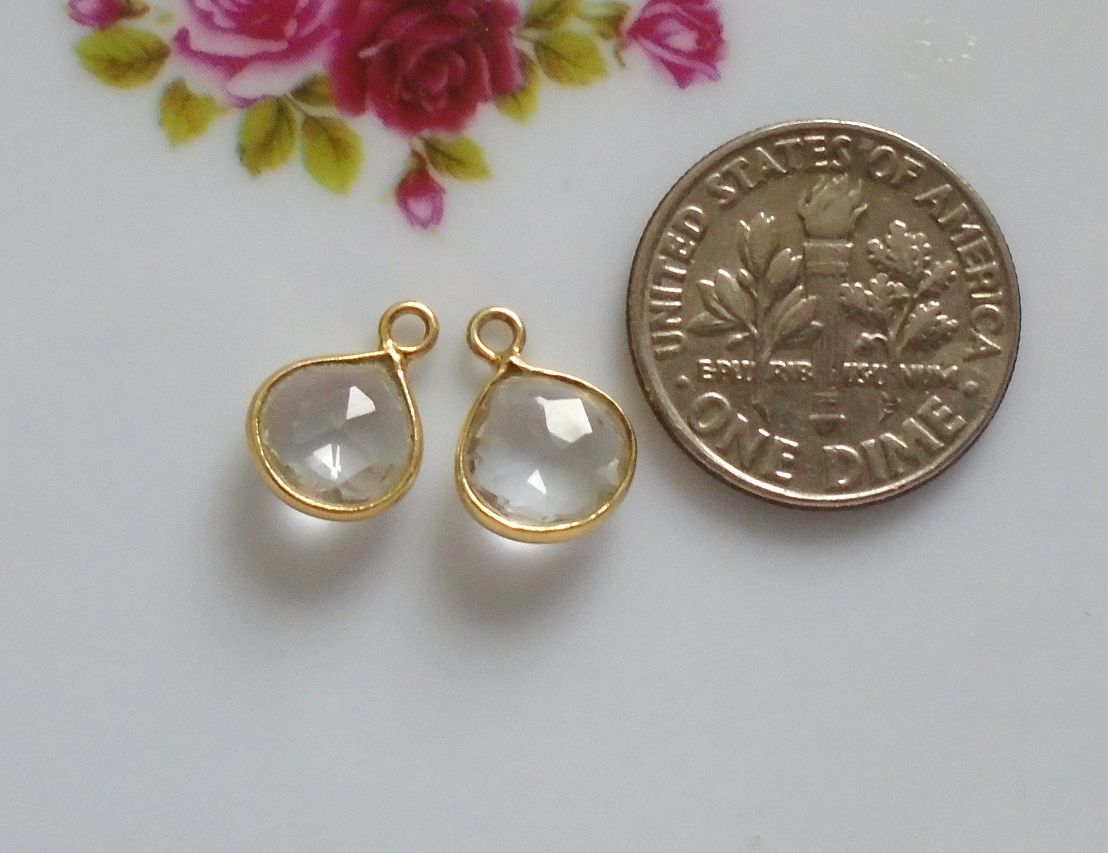 ネックレス・ペンダント BENEDETTA BRUZZICHES SS22 COLLANE (8057711093427 CRYSTAL) 2 Pcs, Crystal Quartz Faceted Heart Drop Briolette Gold