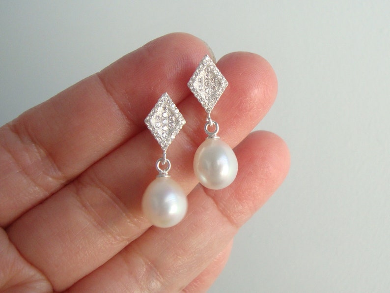 Organic Natural Pearl Earring Natural Drop Pearl Earrings Pearl Earrings for the Bride Earrings for Mother of Bride Mother in Law
