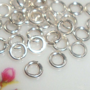 bulk 50 pcs, 4mm, 22ga gauge, 4mm, 22ga gauge, Sterling Silver Click and Lock open jump rings