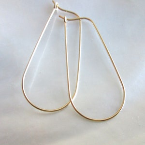 17x40mm, 14K Gold filled Teardrop Earring Hoops, Beading Hoop, 1 pair, EW-0106b