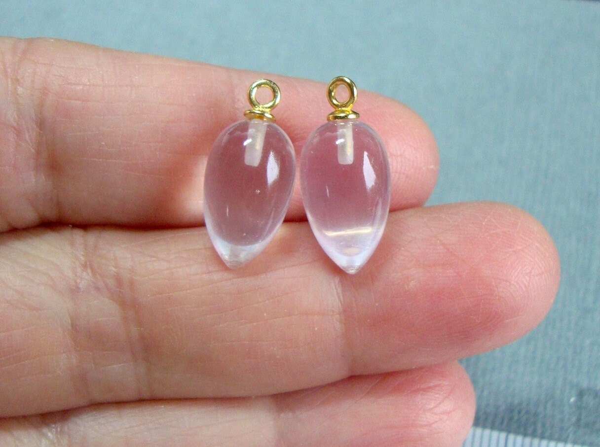 ペア、8 x 13 mm、美しい天然ローズクォーツ、逆さまで半分穴が開け