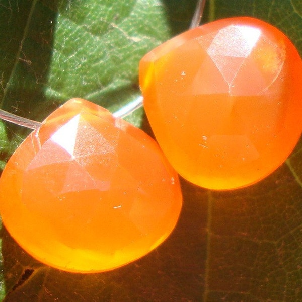 Hot Season Discount 15% off, 6 pcs - 10x5.5-6mm -- Beautiful Mandarin Orange, Carnelian Faceted Puffy Heart Briolette