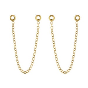 2 pcs, 14K Gold Filled 2&quot; Cable Chain Link with Closed Ring Connector, Bracelet, Necklace, Ear Jacket Chain Finding, CC-0246