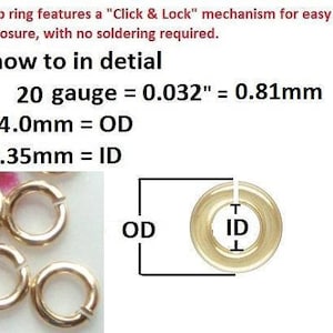 Bulk 100 pcs, 4mm, 20ga gauge, 14k GOLD Filled Click and Lock Jump Rings, Open locking Jumprings, strong jump ring