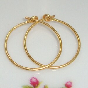 2 pairs, 21 gauge wire, 15mm, 5/8 inch, Gold Vermeil Sterling Silver Classic Earring Hoops