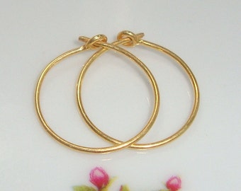 bulk 12 pairs, 15mm, 20 gauge wire, Handmade Gold Vermeil Sterling Silver Classic Earring Hoops - Minimalist Collection