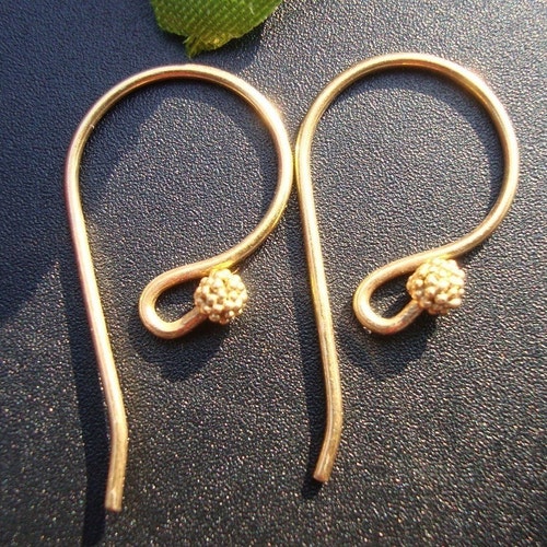 24K Gold Vermeil SILVER Wire Hook Earring Findings Pair Gold-Plated 0.45 g 